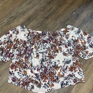 cream floral off the shoulder top